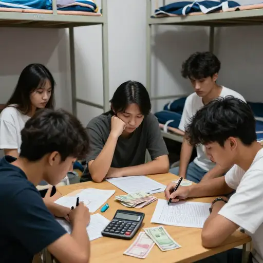 大多数学生自食其力，每个月都勉强维持生计。