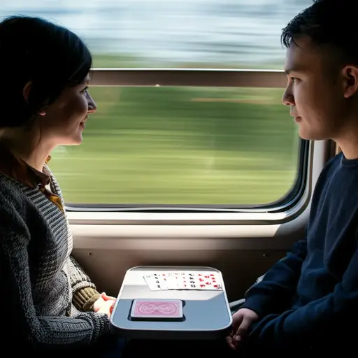 我带了一副牌，这样我们可以在火车上玩。