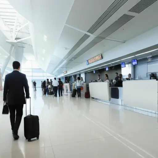 我们喝完咖啡后，去了办理登机手续处。