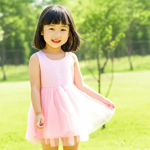 那个小女孩穿着裙子看起来很漂亮。