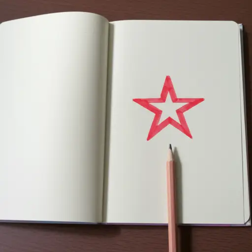 我在作业本上画了一个五角星。