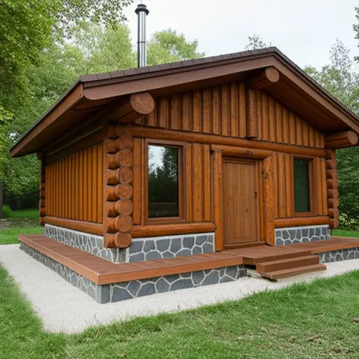 这所房子由木头和石头建造。