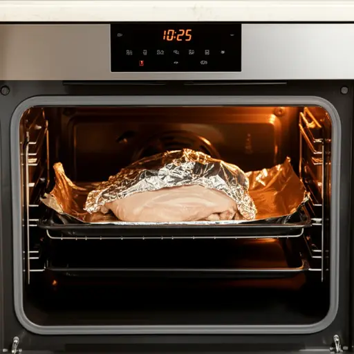 用锡纸包裹鸡肉并烹饪两小时。