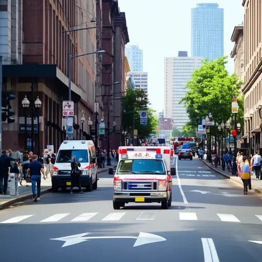 听到救护车的声音，人们立刻让出了道路。
