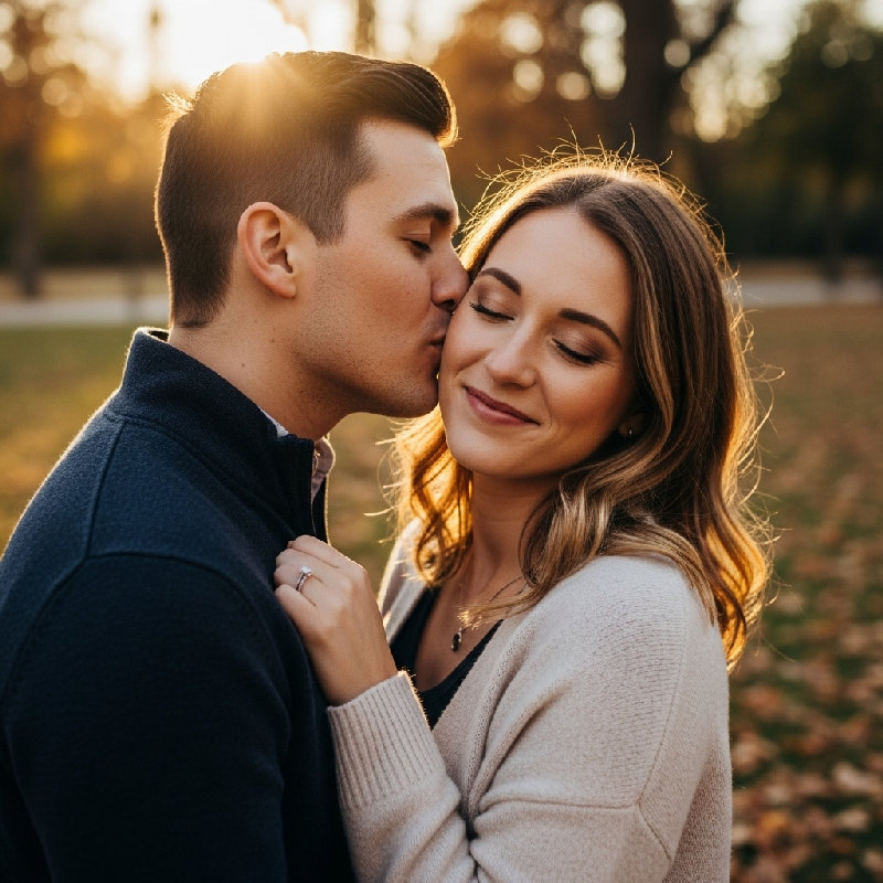 他亲了她的脸颊。