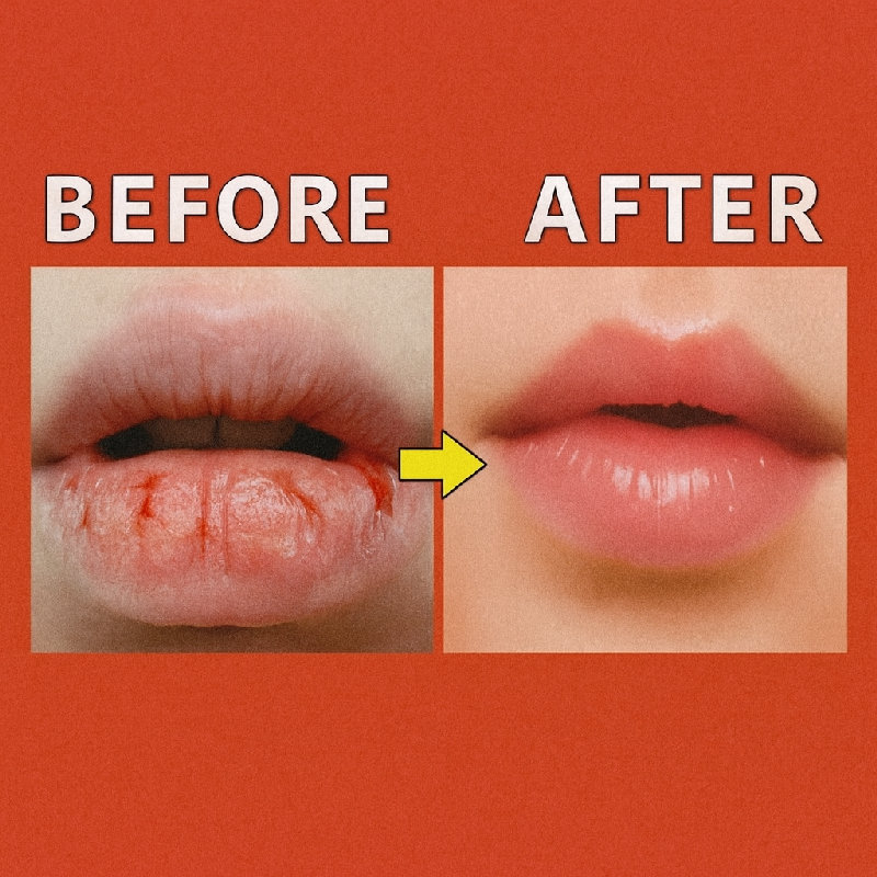 干裂的嘴唇和湿润的嘴唇