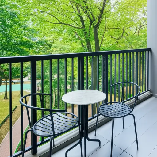 我的公寓有一个可以俯瞰公园的小阳台。