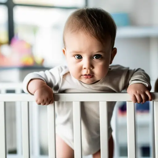 婴儿设法从婴儿床里爬了出来。