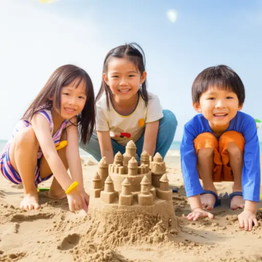 孩子们整个下午都开心地在沙子里玩耍，堆砌城堡。