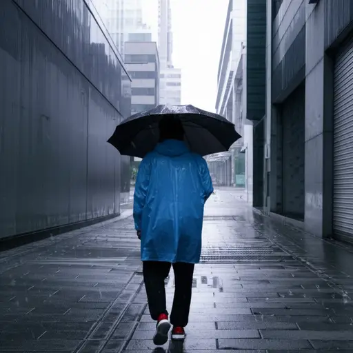 尽管下着大雨，他还是决定步行上班。