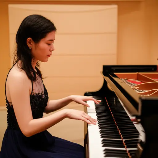 我妹妹是一位才华横溢的钢琴演奏者。