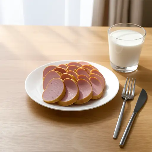 我早餐吃了猪肉香肠。