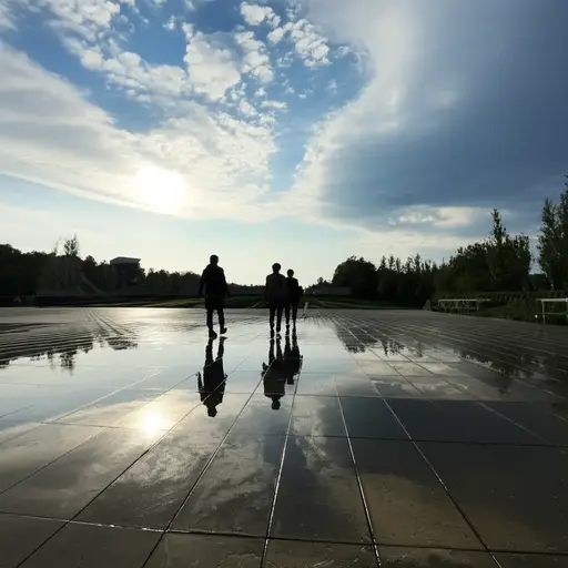 最后，雨停了，我们可以出去了。