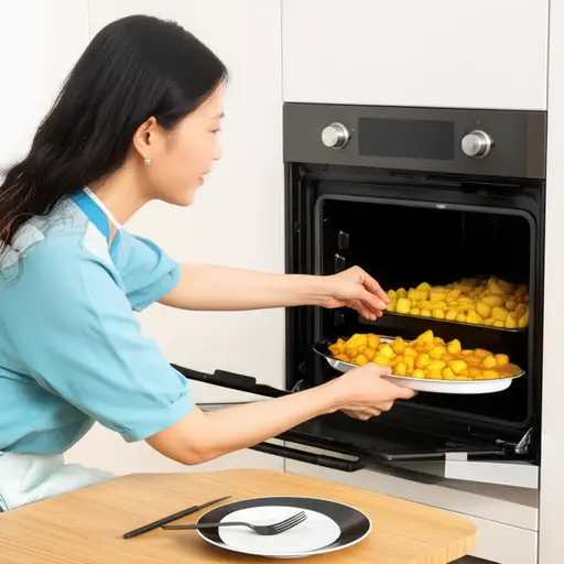 她烤了一些土豆当午餐。