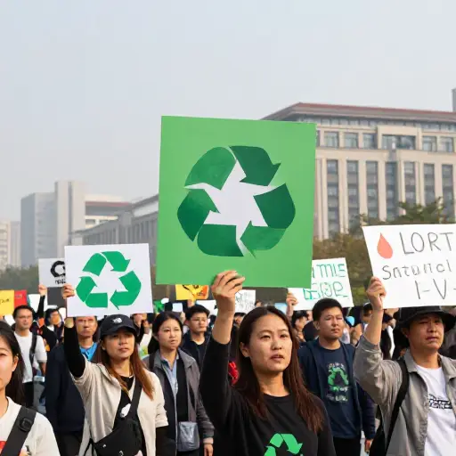 人们在广场上举行了一场大型集会，要求对气候变化采取行动。