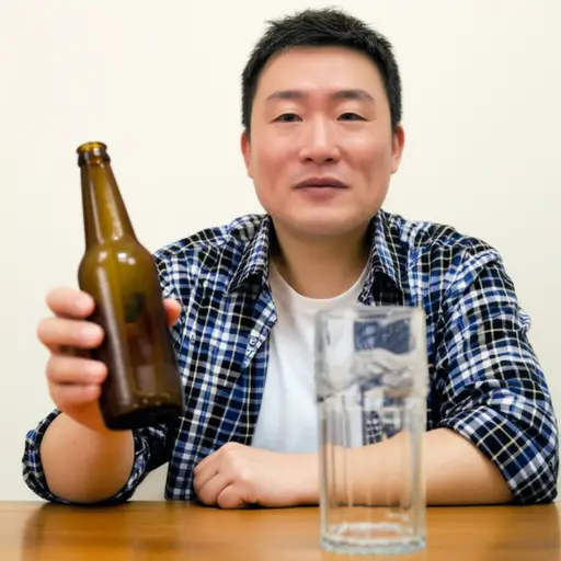 他喝了一瓶啤酒。