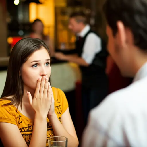 当玛丽为她醉酒的朋友道歉时，他礼貌地微笑着。