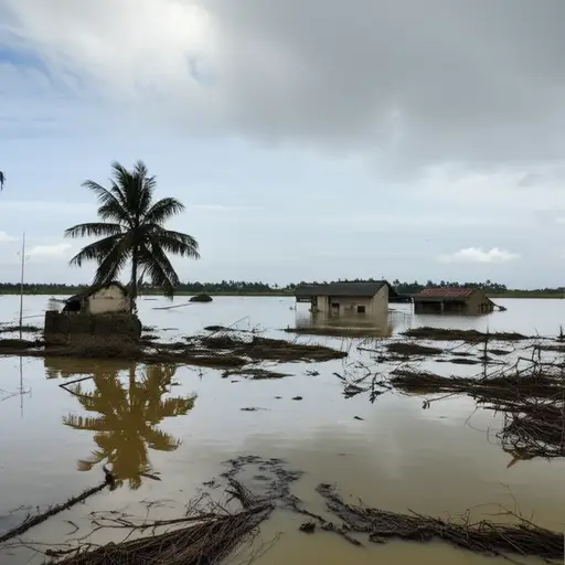 洪水过后，水位花了数周才下降。
