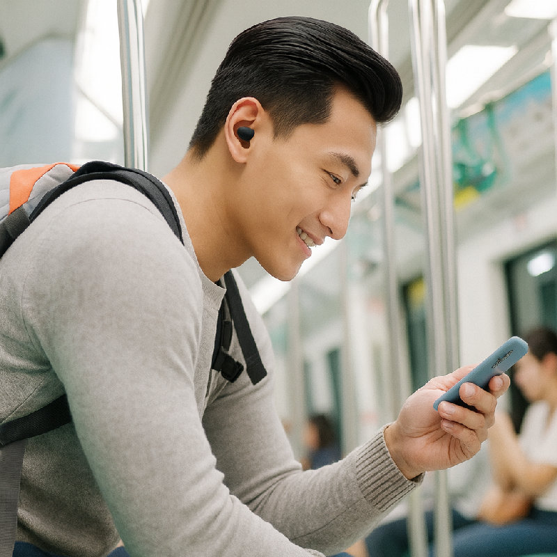 上下班路上我总是带着入耳式耳机听音乐。