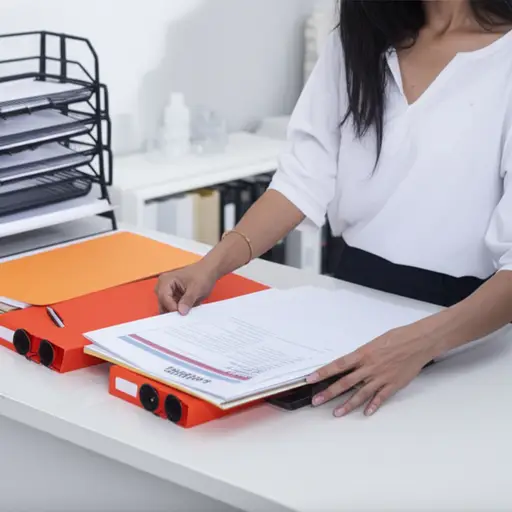 她高效地整理了文件。