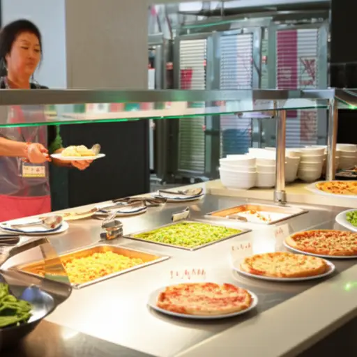 这是一家中式自助餐，但除了中国菜，他们还有像披萨这样的意大利食物。