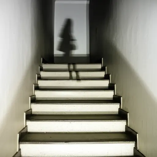 他们看到了我母亲在楼梯上的影子，然后就消失了。