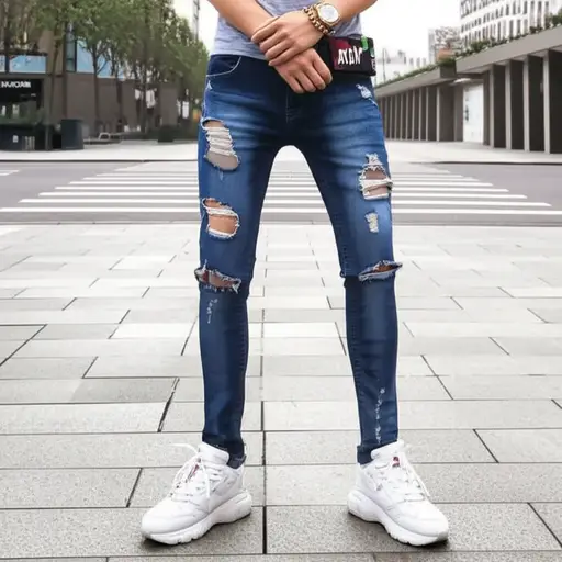 我喜欢穿有洞的牛仔裤，它们看起来很酷。