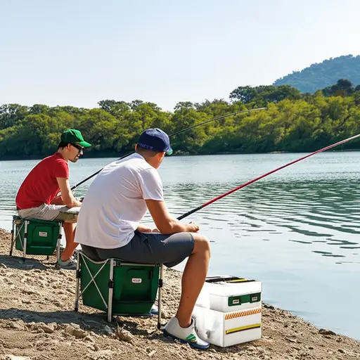 周末我们打算去河边钓鱼放松一下。