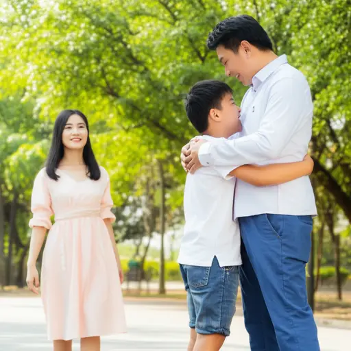 我把他带到他父亲那里，然后我的朋友玛丽亚出现了。