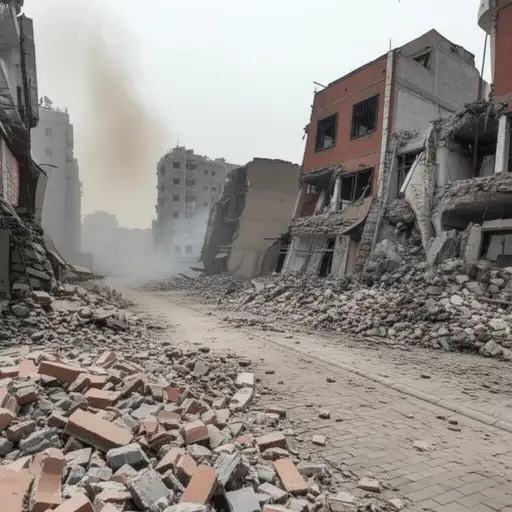 战争期间，许多房屋被轰炸了。