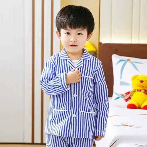 孩子已经穿上他的睡衣了。