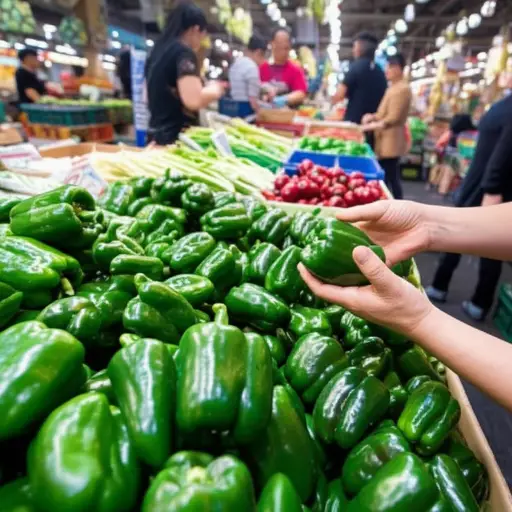 你能从市场买两个青椒吗？