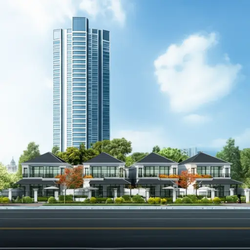 我们大楼前面有四栋别墅。