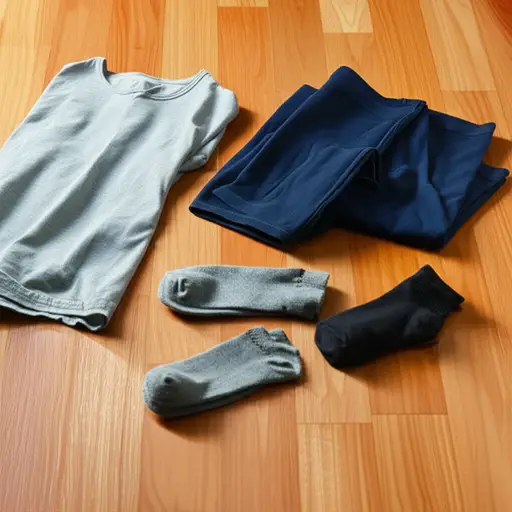 几件衣物散落在地板上。