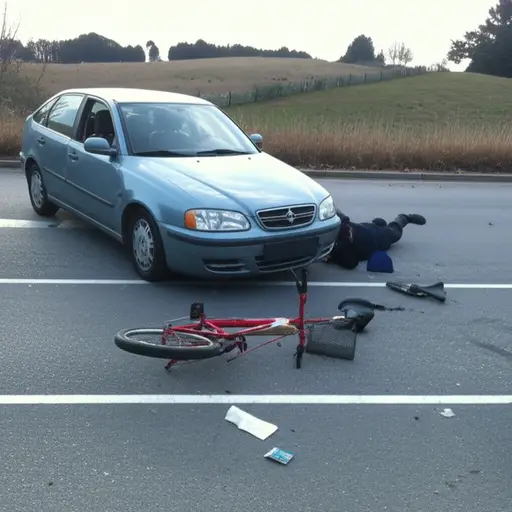 他撞到了一个骑自行车的人。