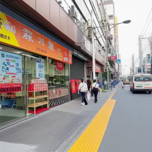 超市在街道的拐角处。