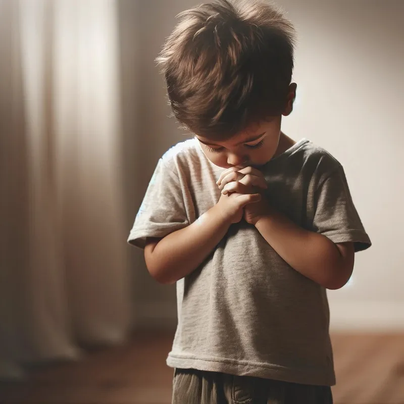 孩子低下头，嘟囔着道歉。