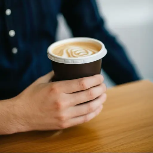 他喝完咖啡离开了。