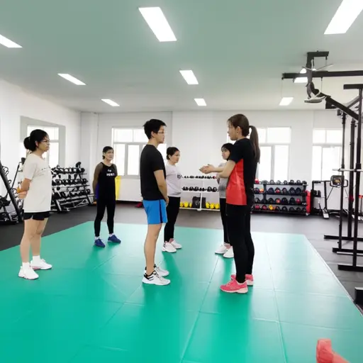 当地体育俱乐部里有一位专业教练在工作。