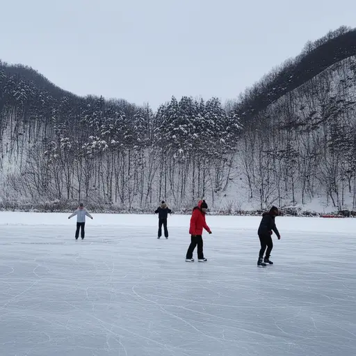 当湖面结冰时，我们可以在上面滑冰。
