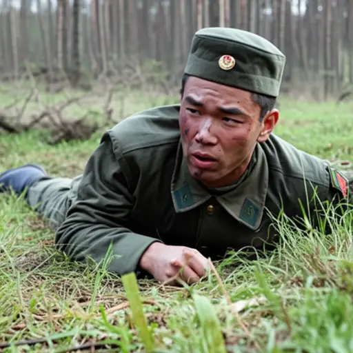 受伤的士兵爬到了安全的地方。