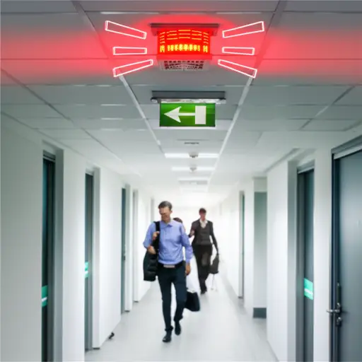 那响亮的哔哔声是火警警报，警告所有人离开大楼。