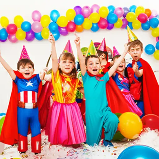 孩子们为派对装扮成超级英雄。