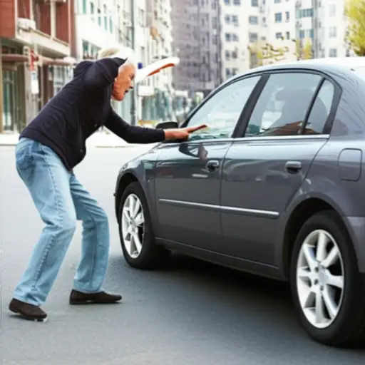 司机差点撞倒一位老人。