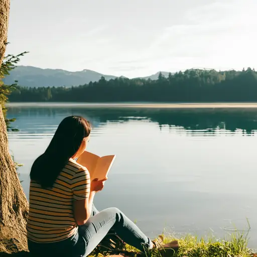 我在湖边读书，度过了一个宁静的下午。