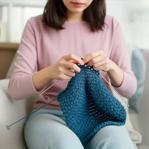 她總是在織東西。