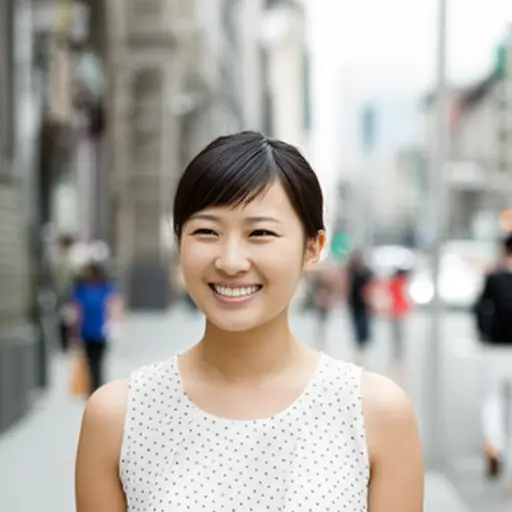 她一边走路一边唱歌。