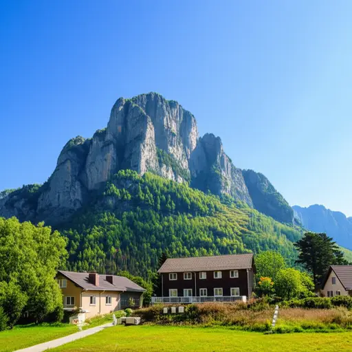 我们住在山脚下。