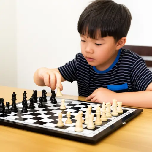 我弟弟正在学习下国际象棋。