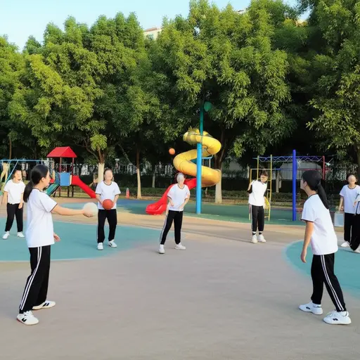 放学后我们在公园打手球了。